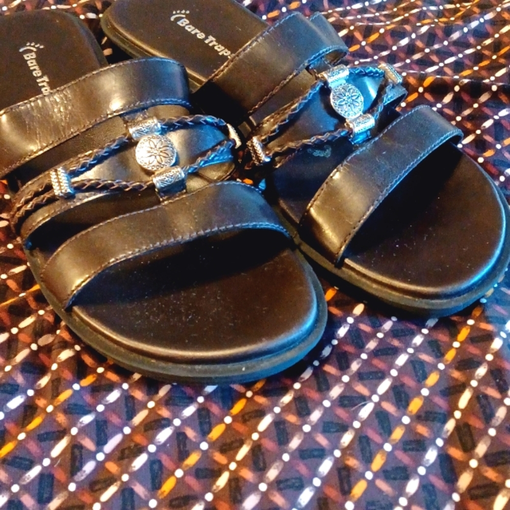 BareTrap Brown Leather Sandals